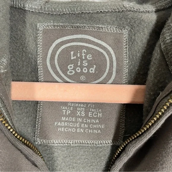 Life is Good Floral Full Zip Gray Long Sleeve Hoodie Size Extra Small - Picture 7 of 7